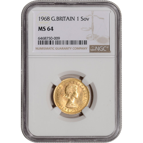 1968 Great Britain Gold 1 Sovereign £1  - NGC MS64 [WG-02777]