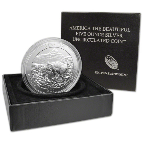 2011 P ATB Glacier National Park Silver Uncirculated Coin 5 oz 25C in OGP [US-ATB-11-P-GLA]