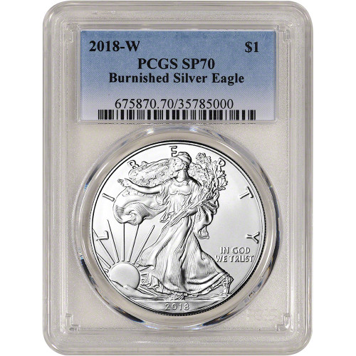 2018 W American Silver Eagle Burnished - PCGS SP70 [18-W-ASE-P-SP70]