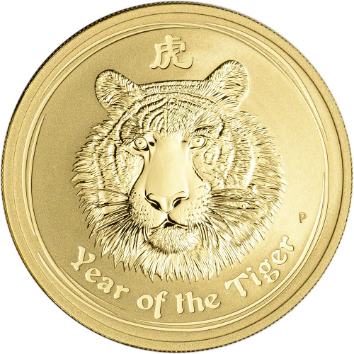 2010 P Australia Gold Lunar Series II Year of the Tiger 1 oz $100 - BU [10-P-TIGER-G100-BU]