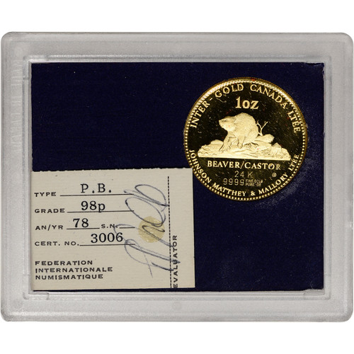 1977 Canada Gold 1 oz Beaver Castor Johnson Matthey Mallory Inter Gold in OGP  [WG-02805]