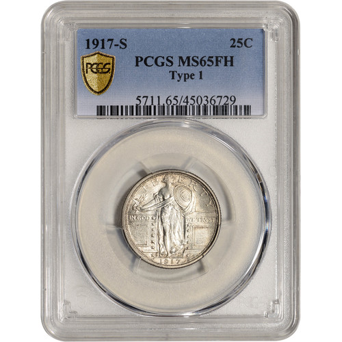 1917 S US Standing Liberty Silver Quarter 25C Type 1 - PCGS MS65 FH Full Head [LC-HV-02026]
