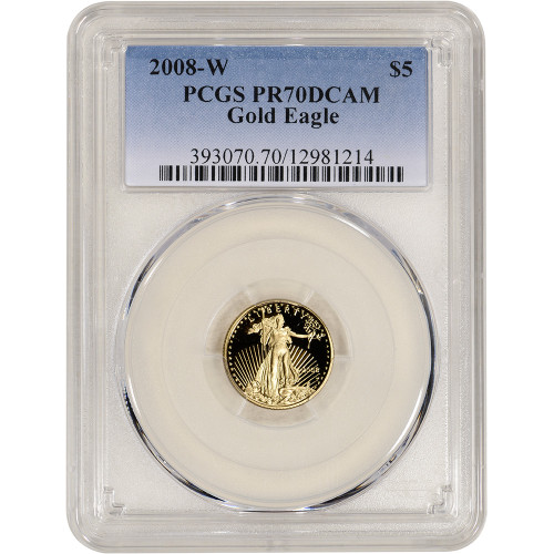 2008 W American Gold Eagle Proof 1/10 oz $5 - PCGS PR70 DCAM [08-W-AGE-5-P-PR70]