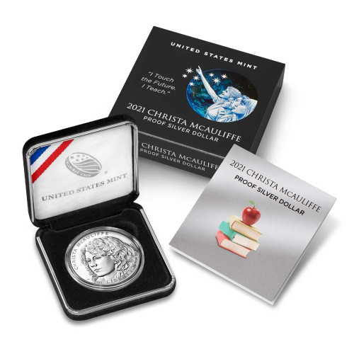 2021 P US Christa McAuliffe Commemorative Proof Silver Dollar in OGP [US-MC-S1-21-P-CM-PF]