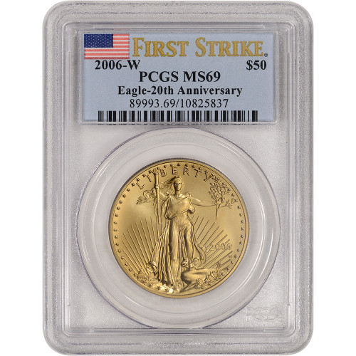 2006 W American Gold Eagle Burnished 1 oz $50 PCGS MS69 First Strike [06-W-AGE-50-P-MS69-FS]