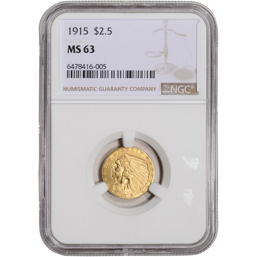 1915 US Gold $2.50 Indian Head Quarter Eagle - NGC MS63 [USG-04072]