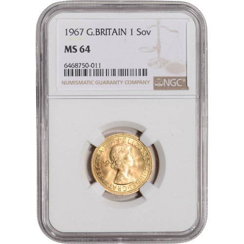 1967 Great Britain Gold 1 Sovereign £1  - NGC MS64 [WG-02810]