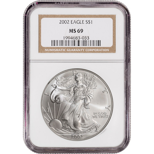2002 American Silver Eagle - NGC MS69 [02-ASE-N-MS69-OSH]