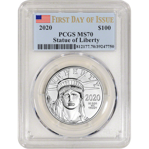 2020 American Platinum Eagle 1 oz $100 - PCGS MS70 First Day Issue Flag Label [20-APE-P-MS70-FDI]