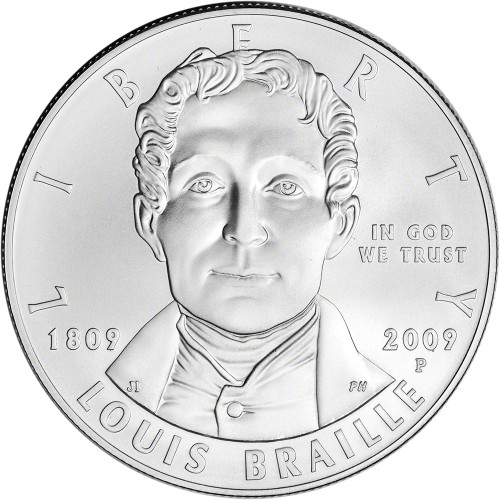 2009 P US Louis Braille Commemorative BU Silver Dollar - Coin in Capsule [MC-S1-09-P-LBB-BU]