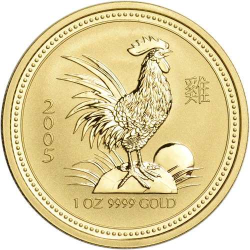 2005 Australia Gold Lunar Series I Year of the Rooster 1/20 oz $5