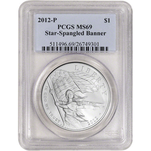 2012 P US Star-Spangled Banner Commemorative BU Silver Dollar - PCGS MS69 [MC-S1-12-P-SSB-P-MS69-OSL]