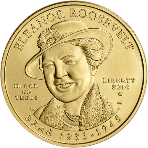 2014 W US First Spouse Gold 1/2 oz BU $10 - Eleanor Roosevelt Coin in Capsule [FS-G10-14-W-ER-BU]