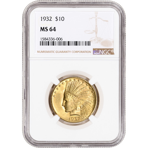 US Gold $10 Indian Head Eagle - NGC MS64 - Random Date [X-USG-IND-10-N-MS64-NSL]
