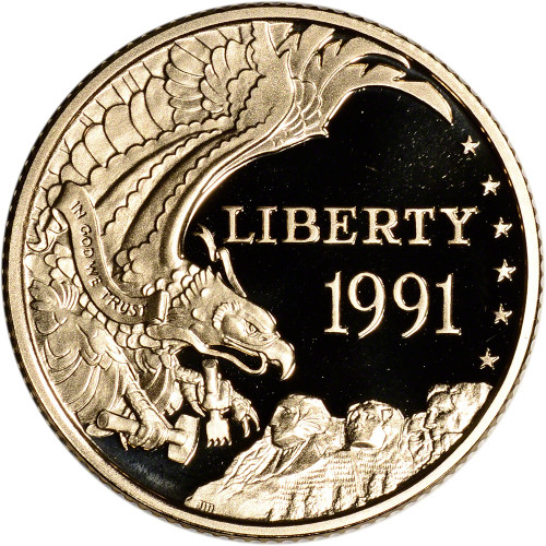 1991 W US Gold $5 Mount Rushmore Commemorative Proof - Coin in Capsule [MC-G5-91-W-MR-PF]