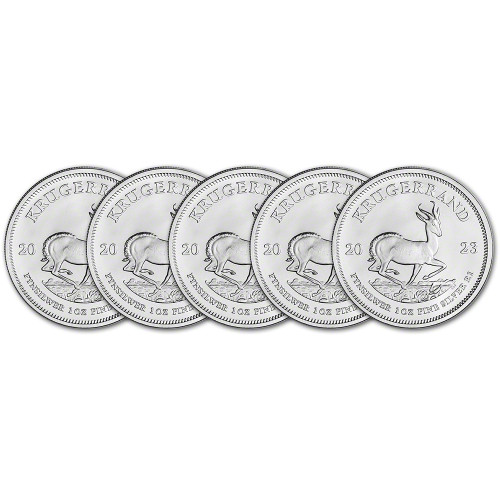 2023 South Africa Silver Krugerrand 1 oz 1 Rand - BU Five 5 Coins [23-KR-S1-BU(5)]