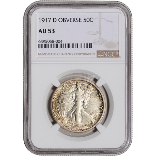 1917 D US Walking Liberty Silver Half Dollar 50C - NGC AU53 [LC-HV-02085]