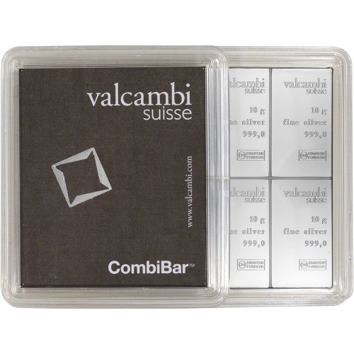 Valcambi 10x10 Gram Silver CombiBar 3.215 oz with Assay Card [VALCAMBI-SILVER-10x10]