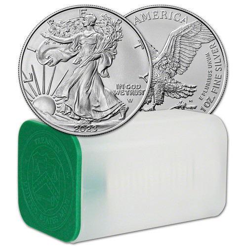2023 American Silver Eagle 1 oz $1 1 Roll Twenty 20 BU Coins in Mint Tube [23-ASE-BU(20)]