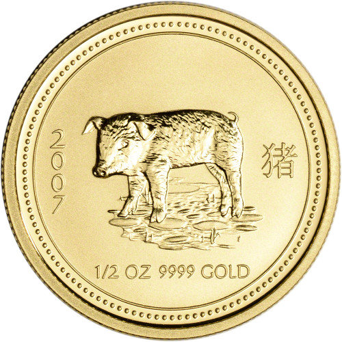 2007 Australia Gold Lunar Series I Year of the Pig 1/2 oz $50 - BU [07-PIG-G50-BU]