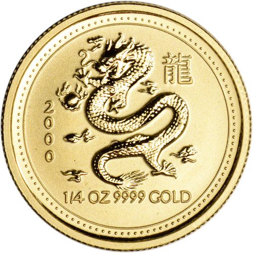 2000 Australia Gold Lunar Series I Year of the Dragon 1/4 oz $25 - BU [00-DRAGON-G25-BU]