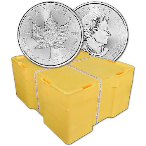 2023 Canada Silver Maple Leaf - 1 oz - $5 - BU - Sealed 500 Coin Monster Box [23-CML-S5-BU(500)]