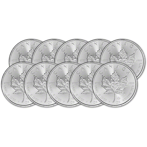 2023 Canada Silver Maple Leaf - 1 oz - $5 - BU - Ten 10 Coins [23-CML-S5-BU(10)]