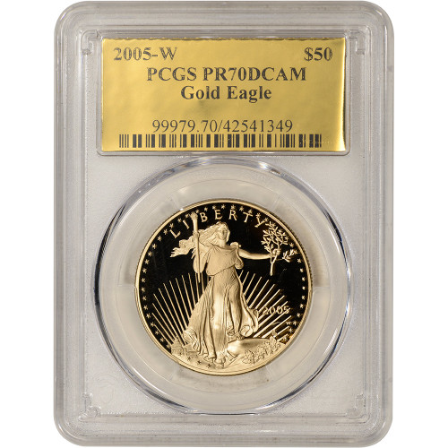 2005 W American Gold Eagle Proof 1 oz $50 - PCGS PR70 DCAM Gold Foil Label [05-W-AGE-50-P-PR70-GF]