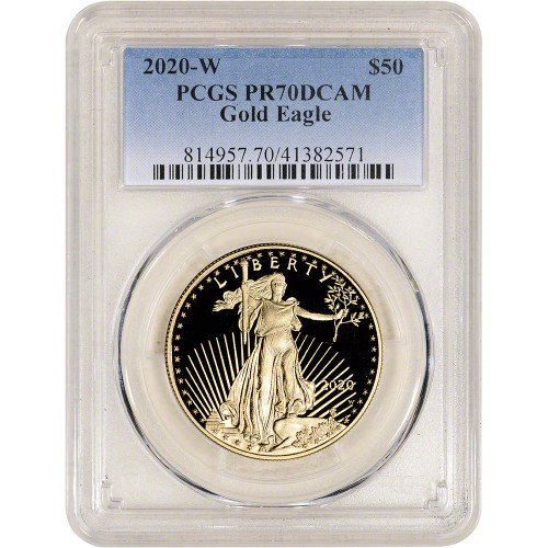 2020 W American Gold Eagle Proof 1 oz $50 - PCGS PR70 DCAM [20-W-AGE-50-P-PR70]