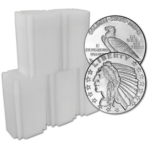 100 pc 1 oz Golden State Mint Silver Round Incuse Indian 999 Fine 5 Tubes of 20 [SILVER-Rnd-1oz-GSM-IND(100)]