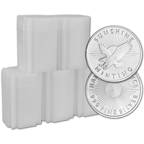 100 pc 1/2 oz Silver Round - Sunshine Minting - .999 (Lot, Rolls, 5 Tubes of 20) [SILVER-Rnd-0.5oz-SMI(100)]