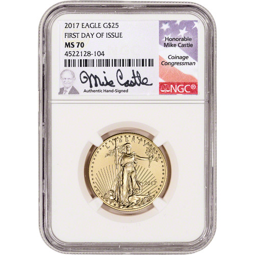 2017 American Gold Eagle 1/2 oz $25 - NGC MS70 First Day Issue Castle Signed [17-AGE-25-N-MS70-FDI-MC]
