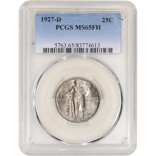 1927 D US Standing Liberty Silver Quarter 25C - PCGS MS65 FH Full Head [LC-HV-02138]