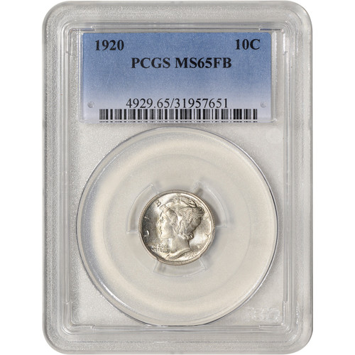 1920 US Mercury Silver Dime 10C - PCGS MS65 FB Full Bands [LC-19910]