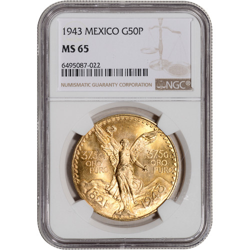 1943 Mexico Gold 50 Pesos - NGC MS65 KM-482 [WG-02985]