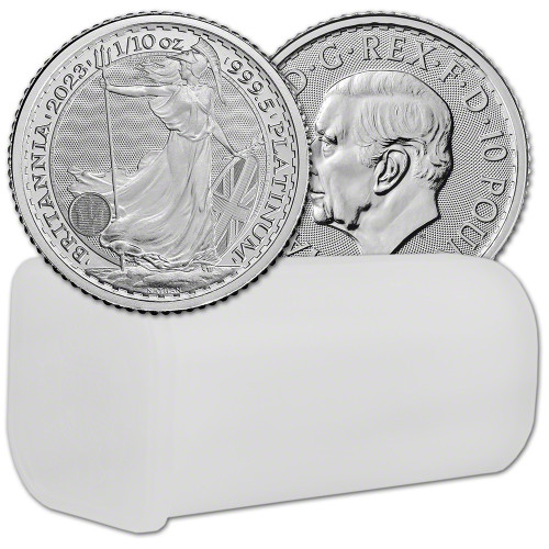 2023 Great Britain Platinum Britannia £10 King Charles 1/10 oz Tube of 25 Coins [23-BRIT-PT10-KC-BU(25)]