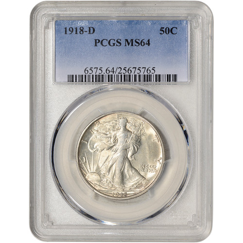 1918 D US Walking Liberty Silver Half Dollar 50C - PCGS MS64 [LC-HV-02273]