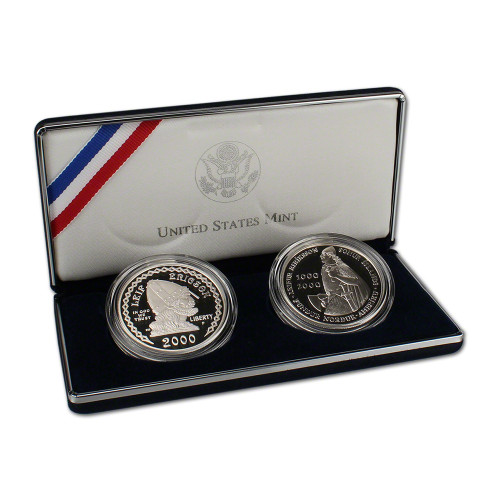 2000 US Leif Ericson Millenium 2 Coin Commemorative Proof Set in OGP [US-MC-2SET-00-LEM]