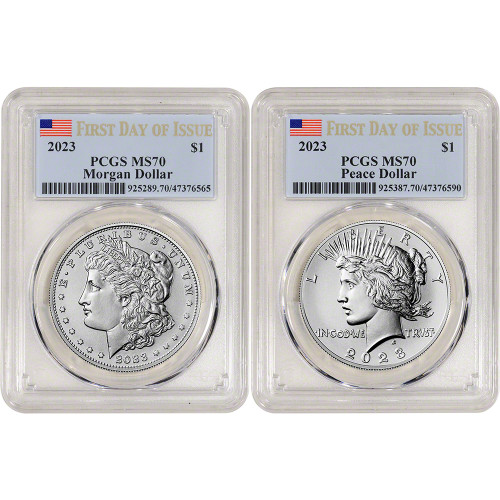 2021 US Six Coin Morgan and Peace Silver Dollar Set - PCGS MS70