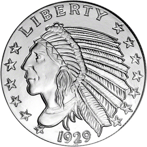 5 oz Golden State Mint Silver Round Incuse Indian Design .999 Fine [SILVER-Rnd-5oz-GSM-IND]