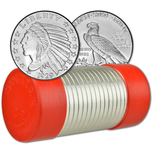 2 oz Golden State Mint Silver Round Incuse Indian .999 Fine Tube of 25 [SILVER-Rnd-2oz-GSM-IND(25)]