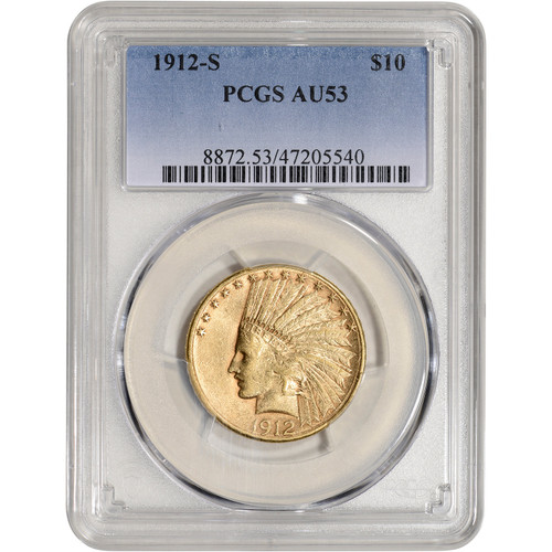 1912 S US Gold $10 Indian Head Eagle - PCGS AU53 [USG-04392]