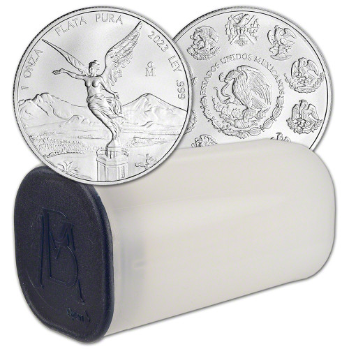 2023 Mexico Silver Libertad 1 oz 1 Onza - 1 Roll - Twenty Five 25 BU Coins [23-LIBERTAD-S1-BU(25)]