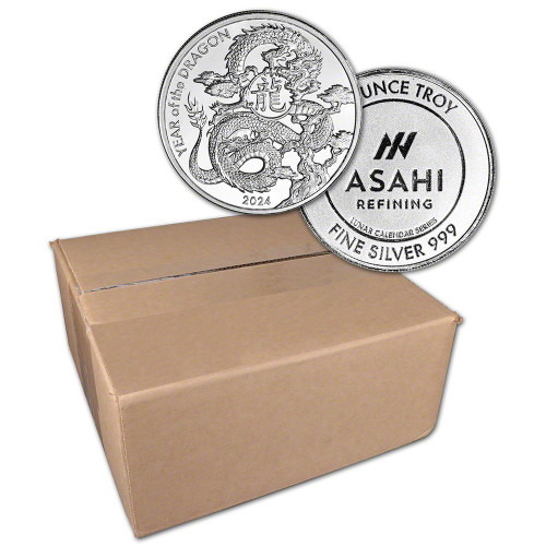 500 pc 1 oz Silver Round Asahi 2024 Lunar Year of the Dragon .999 Box of 500 [SILVER-Rnd-1oz-ASAHI-24Dragon(500)]