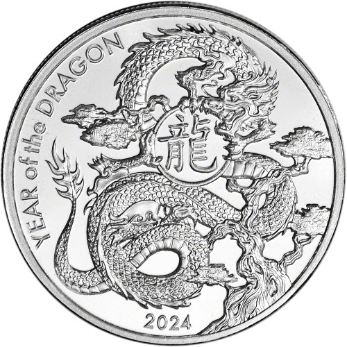 FIVE (5) 1 oz Silver Round - Asahi 2024 Lunar Year of the
