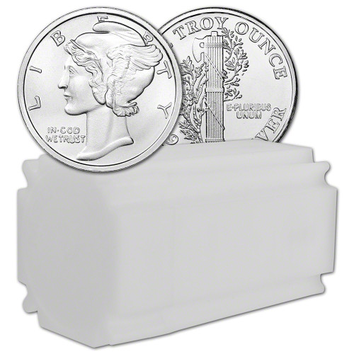 1 oz Silver Round CNT Mercury Dime Design .999 Fine 1 Roll Tube of 20 [SILVER-Rnd-1oz-CNT-MERC(20)]