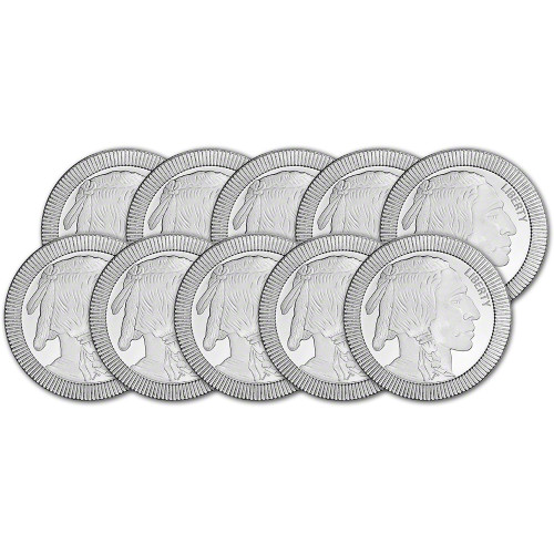 FIVE (5) 1 oz Silver Round SilverTowne Buffalo Stackable