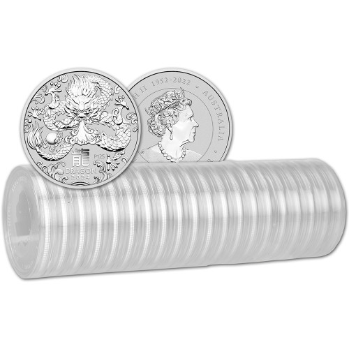 2024 P Australia Silver Lunar Year of the Dragon 1 oz $1 - 1 Roll 20 BU Coins [24-P-DRAGON-S1-BU(20)]