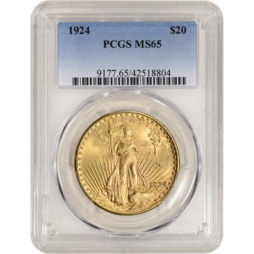1924 US Gold $20 Saint-Gaudens Double Eagle - PCGS MS65 [24-USG-STG-P-MS65]