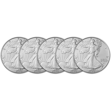 2024 American Silver Eagle 1 oz $1 - BU - Five 5 Coins [24-ASE-BU(5)]